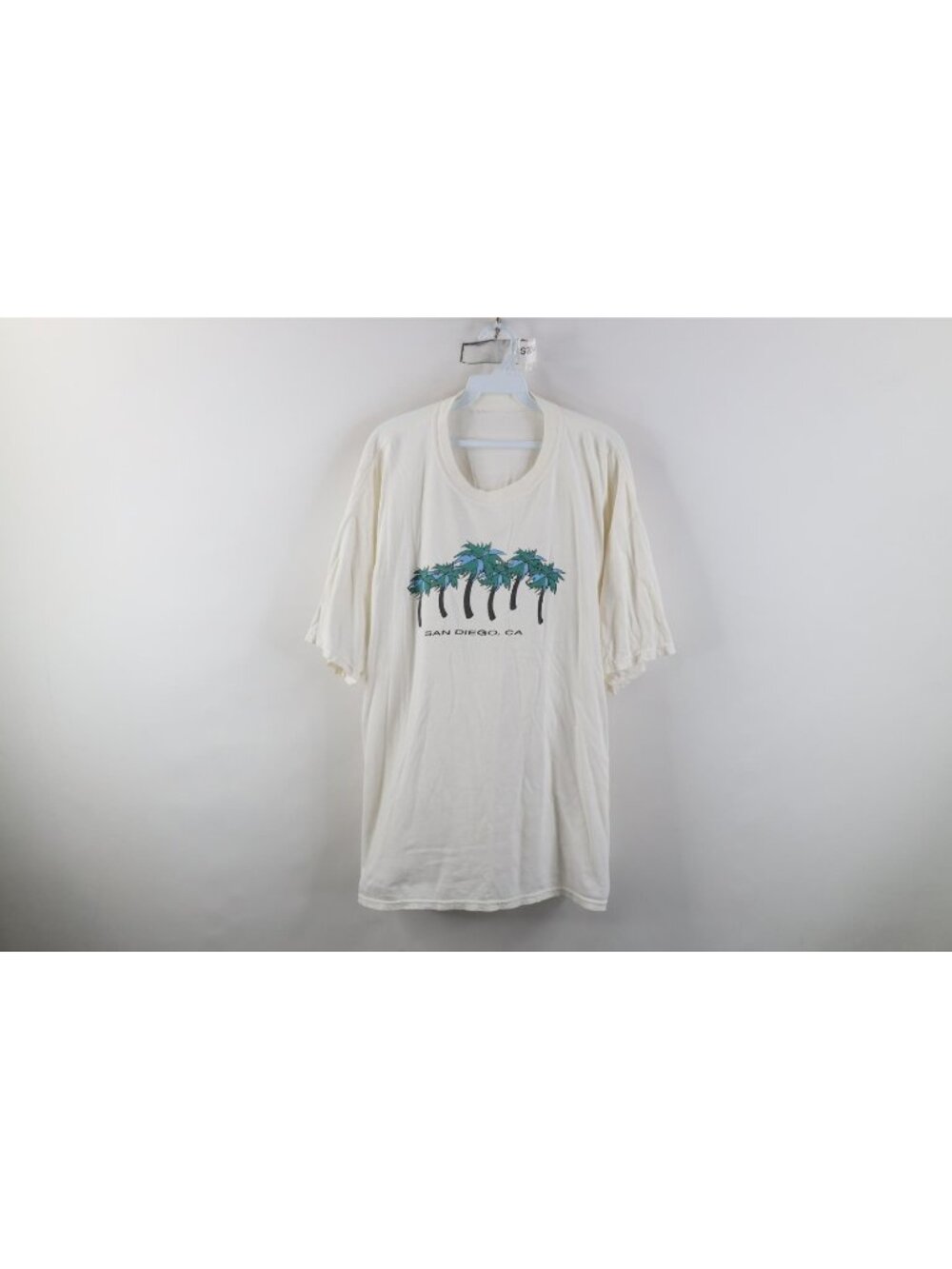 Vintage 90s Streetwear Mens 2XL San Diego California Palm Tree T-Shirt White